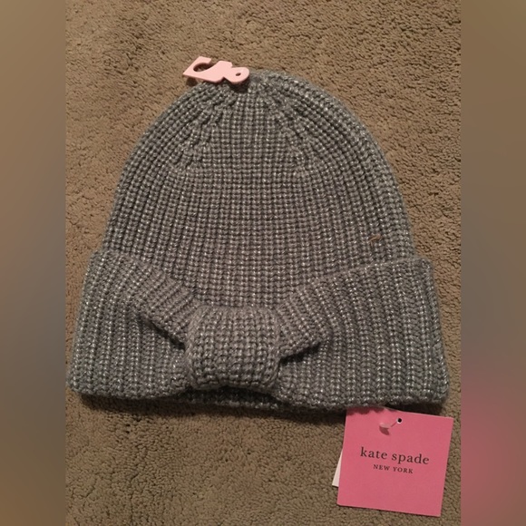 Kate Spade New York metallic bow beanie nwt - Picture 2 of 3